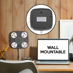 eSYSTEMS Extension Cord with USB Port, 10A 220 Volts [6 Socket Outlet with 2 USB Port] [Fire Flame Proof] [USB Charging Port] [2 Meter Cord] Multi Plug Extension Board- (Grey) image 4