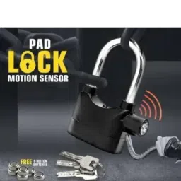 Heavy Duty Security Padlock, Black Metal, Alarm Lock with Keys image 2