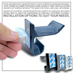 SRS Table & Wall Direct Surface Mount Headphone Stand Holder Hanger with Cable Organizer Storage Options for All Professional | Corporate | Gaming Headsets Stick-ON Adhesive (Pack of 2, Silver) image 4