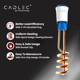 Cadlec UltraHeat 1500W Shockproof RapidHeat Technology Electric Copper Water Heater Immersion Rod With Waterproof & Protection | Instant Heating | ISI Certified 2 Year Replacement Warranty image 2