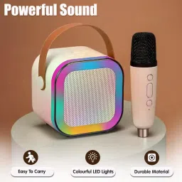 Wembley Rechargeable Karaoke Mic with Speaker for Singing | Wireless Mini Portable Bluetooth Speaker with Microphone & LED Lights | Cute Birthday Gift for Kids Musical Toys for Boys, Girls and Adults image 4