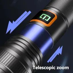 Saviraj USB Rechargeable LED Flashlight, Zoomable Beam, Multiple Modes, Black and Orange image 5