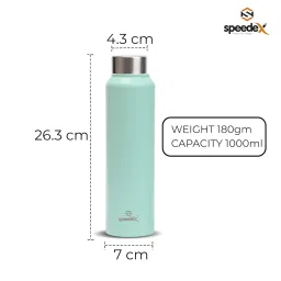 Speedex Stainless Steel Water Bottle 1 Ltr, Pastel Green, Steel Screw Cap Bottle for Girls and Boys, Adults & Kids, Gym, Sports, Fridge Use, School & Office - 1000ml (Set of 1) image 1