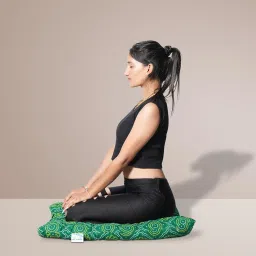 AGLA KADAM Pooja assan Yoga Sitting mat puja Floor Cushion Soft Feel Extra Thick Cotton Fabric 24 x 24 inch (Green) image 2