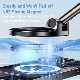 JUYOSOFT Vacuum Magnetic Phone Holder, 360° Adjustable Magnetic Car Mount, Foldable Portable Suction Cup Cell Phone Mount for Car/Gym/Mirror/Shower, Compatible with All Smartphones & All Car Models image 1