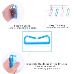 Nail Brush Set 3-Piece Handle Grip - Fingernail Cleaner and Pedicure Scrub Foot Brushes - Toes Cleaning Tool Kit for Manicure and PedicureErgonomic Handle for Easy Grip - Perfect for Nail Care and Beauty Routines (Multi color) (PACK OF 3) image 2