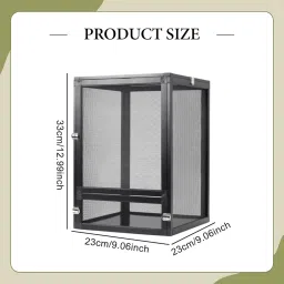 MERISHOPP Snake Alumuninum Screen Cage 360 Degree View Easy Assembly Reptile Terrarium 23x23x33cm|Pet Supplies|Reptile Supplies image 1