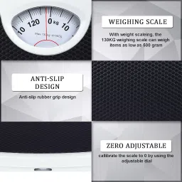 130Kg Iron Analog Weight Machine | Iron Analogue Weighing Scale | Full Metal Body With Anti-Skid Mat | Capacity: 130Kg, Black image 2