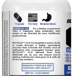NUTRIJA CLA 1000mg (Conjugated Linoleic Acid) | Non Stimulatory Fat Burner - 60 Capsules image 2