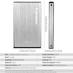 CALANDIS New Portable HDD External Hard Drive Disk USB 3.0 for Pc Laptop Silver 2T image 1