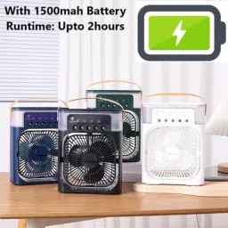 Lapras ๐๐ ๐๐๐๐ซ๐ฌ ๐๐ฎ๐๐ซ๐๐ง๐ญ๐๐ Battery powered portable AC fan with 7 color mood lighting, small desk air cooler with 3 mist modes, adjustable wind speed, personal use, quiet operation image 1