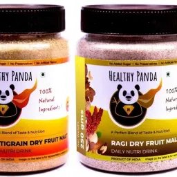 HEALTHY PANDA Assorted/Combo Pack Of Organic Sprouted Multigrain/Cereal Dryfruit Malt Health Mi x, Sattu Mavu - 125 Gram Pack Each (250 Grams) image 1