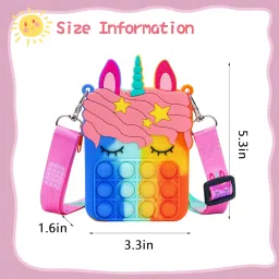 civan Mini Colorful Pop Purse, Unicorn Shoulder Bag for Girls and Women, Fidget Toy Backpack for ADHD Anxiety, Kids Birthday Gift image 4
