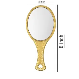 Victor Enterprises Portable Personal Makeup Plastic Oval Hand Mirror with Handle (Gold, 4 Inch) image 4