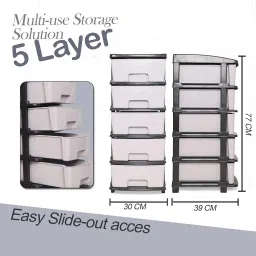 Smarttex™ Plastic Modular Drawer Storage Chest Of Drawers Organizer Storage Box, Large Stomo Racks For Multipurpose Anti-slip Shoes Organizers (Grey, 5 Layer) image 2