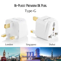 hi plasst pins n plugs Hi-Plasst India to UK Adapter (Type-G Plug) - 2pcs Pack - UK Converter for Indian Plugs & Devices, Dubai, Singapore, Malaysia - Travel Plug Adapter with Universal Socket (White) image 1