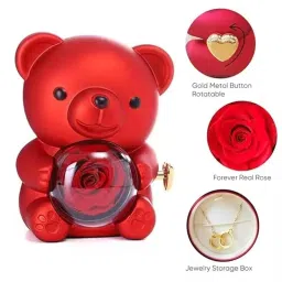 Cute Teddy Bear Rose Gift Romantic Bear with Prreserved Rose - Hidden Jewellery Box and Heart Valentine's Day, Mother's Day, Weddings, Anniversaries image 2