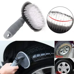 HUBTURE Type Car Tyre Cleaning Brush Scrubber with Antislip Handle Multi-Functional SUV Tire Wheel Rim Hub Washing Cleaner image 1