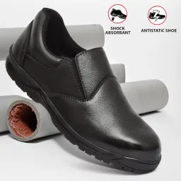 stonix STONIX® Ninja genuine Leather Safety Shoes Men's | Steel Toe with Slip-Resistant Outsole | Lightweight & Durable | Waterproof Construction and industrial Work, (SIZE-07, BLACK) image 3