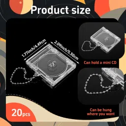 20 Pcs Mini Cd Keychain Album Cases Plastic Cd Cases Clear DVD Cover Bulk DVD Jewel Keyring Music Blank Mini Compact Disc Holder Pendant Personalized for DIY Backpack Hanging Decor Gifts image 1
