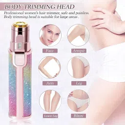 Kawax Portable Eyebrow Trimmer For Women, Epilator For Women, Facial Hair Remover For Women,Face, Lips, Nose Hair Removal Electric Trimmer With Light(D2), Multicolour image 3