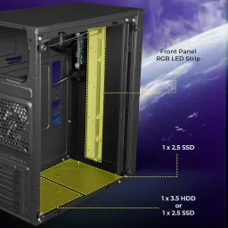 Zebronics New Launch Gaming Chassis, Micro ATX/Mini ITX, 80mm Rear Inner Glow Multicolor Fan, USB 3.0, 2X USB Ports, Acrylic Side Panel, Front Panel Multicolor Light Strip, Top-Mounted PSU (Froz) image 5