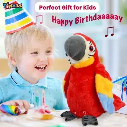Toyshine Talking Macaw Parrot Repeat What You Say Stuffed Animal Plush Toy Electronic Record Animated Bird Shake Wings Speaking Parrot Pet Toy for Kids Boys Girls - B image 4