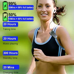 Retractable Wireless Headset Headphone Stereo Earphone V5.0 Noise Cancelling Mic Clip on Earpiece Comfortable HandsFree Headset 20Hrs Talking Time Sports Business Trucker Driver Earbud image 3