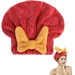 Pack of 1 Microfiber Hair Drying Cap for Women & Girls – Super Absorbent Quick Dry Shower Cap with Cute Bow | Soft & Elastic Bath Hat for Bath, Spa, Makeup, and Facial Use (Multi Color) image 4