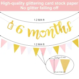 Festiko® 3 Pieces 6 Months Banner Decoration Happy Half Garland and Glitter Pennant Banner for Half Year Birthday Party Decoration Supplies image 1
