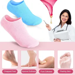 Silicone Moisturizing Spa Gel Socks for Women and Men - Dry Cracked Feet and Heel Repair With Natural Oil and Vitamin E (Multicolor) (Standard) image 1