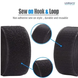 Lifekrafts Non Adhesive Hook & Loop Tape | (10M*25mm , Black Color) image 2
