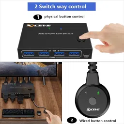 KCEVE Kvm Hdmi Switch 2 Ports, Usb 3.0 Kvm Switcher Box Support 4K@60Hz Resolution For 2 Computers Share Mouse Keyboard And Monitor image 2