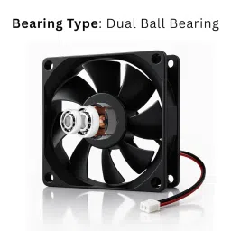 PGSA2Z 80mm x 80mm x 25mm DC Brushless Cooling Fan 12V 0.80A Dual Ball Bearing – 4500RPM Silent High-Speed Cooling Fan for CPU, Router, Projector, Electronics image 3