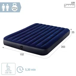 Intex Polyvinyl Chloride (PVC) 64765 Dura-Beam Standard Classic Downy Air Bed, 152 X 203 X 25 Cm + 2,Multicolor, Queen image 3