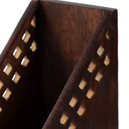 THE URBAN STORE Magazine Holder, Book Holder, Paper Stand Table Top Wooden Walnut Color 22 x 13 x 27 CM Pack Of One French Country Style Elegantly Hand Crafted For Home And Office Decor TUSMG05BR image 3