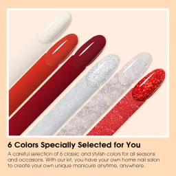 ROSALIND 13PCS Dip Nails Powder Starter Kit, 6 Colors Dip Powder Nail Kit White Red Glitter Series Nail Dip Powder Colors Set with Base & Top Coat, Brush Restorer and Activator Air Drying image 1