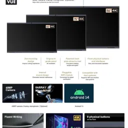 BIG VUE Plus 55 Inch Android 14 Interactive Flat Panel (ADPM) Digital Board with Stand, 8GB RAM 256GB ROM, Ai-Assistant, 48MP Camera - Microphone, Multitouch Screen Display for Teaching & Office Use image 2