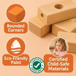 Ghini® Wooden Marble Run Toy Set – 60 Pcs Solid Wood Building Blocks for Kids | STEM Educational Construction Game | Montessori Marble Track Ramp for Early Learning & Brain Development image 2