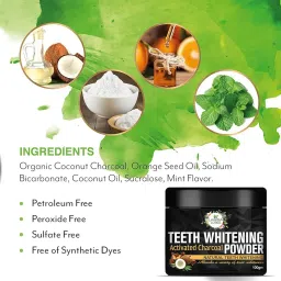 Luxura Sciences Carbon White Activated Charcoal Powder Teeth Whitening Powder with Clove, Mint Extracts. 100 Gms. Refreshing Anti-Inflammatory. | Brighten Your Smile image 1