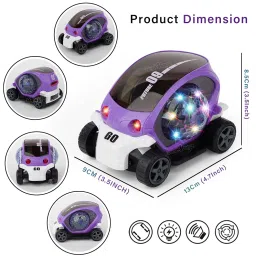 Zest 4 Toyz Stunt Car 360 Degree Rotating Stunt Car Bump and Go Toy with 4D Lights & Sounds Musical Car Battery Operated Toy for Kids - Assorted (Pack of 1) image 2