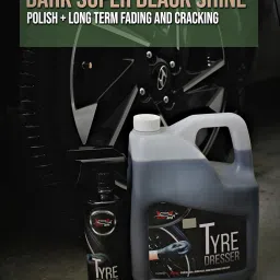 AUTO SPA Tyre Dresser Spray Polish 500mL | Easy to use | Zero dust Attraction | Renew Faded tyre | Non-Greasy | Gives Long Lasting Wet Black Shine, with Sponge Applicator Pad image 1