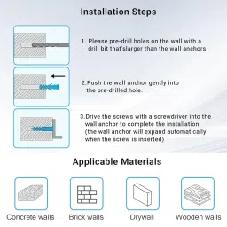 Hi-Plasst 500pc Combo Set of Screw and Wall Plug Combo Set – 25mm (100 pcs), 32mm (75 pcs), 38mm (50 pc), 50mm (25 pc) Screws with Matching Wall Plugs – for Wall Mounting, DIY, Repairs & Home Use image 3