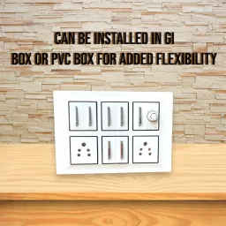 Stylish 12 Modular White Plate Set with 2 Sockets, 1 Regulator, and 7 Silver Switches image 4