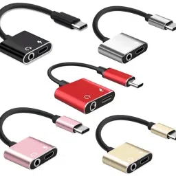 Type C to 3.5mm Headphone Aux Jack & USB-C Charge 2in1 Multi Colour Adapter Compatible with Samsung One Plus Xiaomi Huawei Google Mi Sony Vivo Oppo HTC Redmi All C Devices image 5