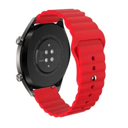 ACM Watch Strap Wave Design Silicone Belt 20mm compatible with Garmin Vivomove Luxe Smartwatch Sports Band Red image 4