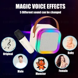 Wembley Rechargeable Karaoke Mic with Speaker for Singing | Wireless Mini Portable Bluetooth Speaker with Microphone & LED Lights | Cute Birthday Gift for Kids Musical Toys for Boys, Girls and Adults image 1