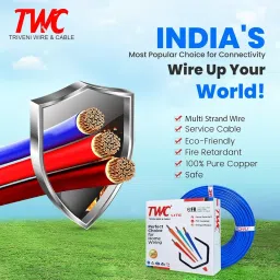 TWC Red-4 SQMM-90 METER Lite Core Electrical Wire | Insulated PVC Copper Wire | Cable for Domestic & Industrial Connection Purpose | Flame Resistant image 2