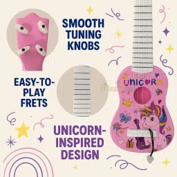 Toy Imagine Unicorn Toy Guitar for Kids – 17" Musical Toy Instrument with Smooth Tuning Knobs & Easy-to-Play Frets | Fun Learning Music for Girls & Boys (Pink) image 4