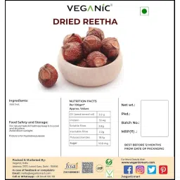 Veganic Organic Whole Dried Reetha/Ritha | Soap Nuts | Aritha/Arith/Areetha Raw Form For Hairs (400 grams) image 4